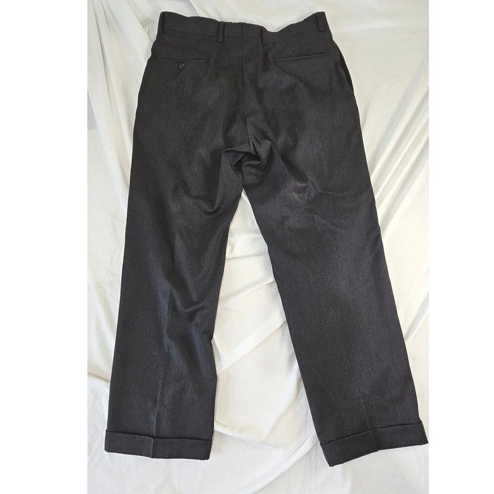Jos. A. Bank Signature Collection Charcoal Gray Pleated Cuffed Dress Pants 34x28